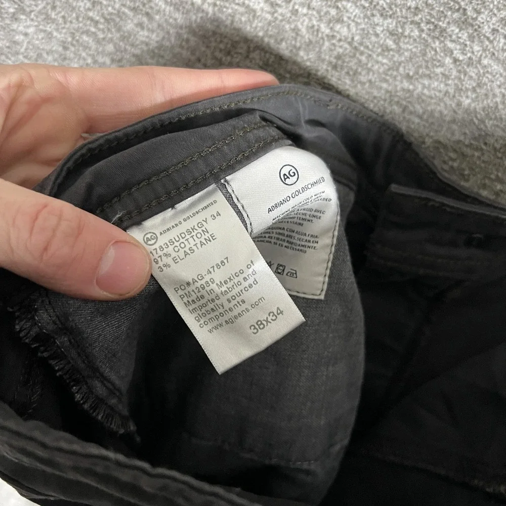 AG Adriano Goldschmied The Tellis Pants Mens 38x34 Gray Modern‎ Slim Stretch